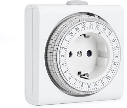 G-Homa Temporizador Mecánico Analógico para Interiores con 96 segmentos, Intervalo de Conmutación de 15 Minutos, Ciclo de Encendido/Apagado Diario, para Decoración Navideña, Seguridad Infantil