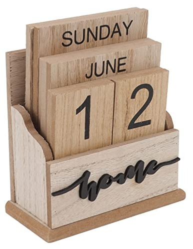 Serlium Ewiger Datums-Schreibtischkalender aus Holz für Lehrer, Ewiger Lehrer-Kalender, 3D Ewiger Tischkalender aus Holz für die Bürodekoration auf dem Bauernhof