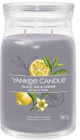 Yankee Candle Signature Duftkerze | große Kerze mit langer Brenndauer „Black Tea & Lemon“ | Soja-Wachs-Mix | Perfekte Geschenke für Frauen