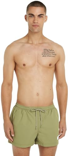 Tommy Hilfiger Etiqueta Corta con cordón para Hombre, Color Verde Oliva, Talla S, Oliva desteñida., S