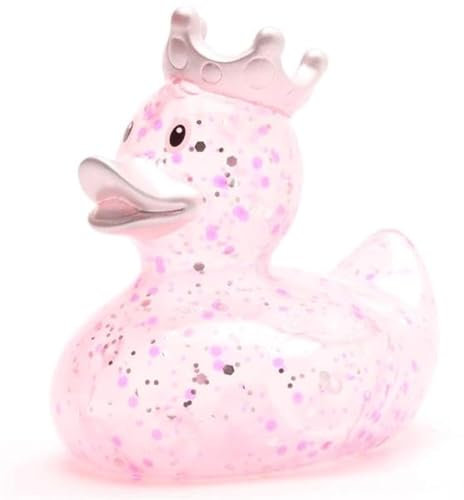 Duckshop I anatra da bagno con glitter, rosa, con ciondolo a forma di paperella, portachiavi con paperella, regalo per glitter e glamour