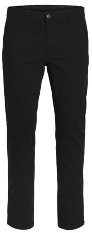 JJ REBEL Mens Jrebmichael Slim Sharp Noos Chino Trousers, Black, 32W / 32L UK