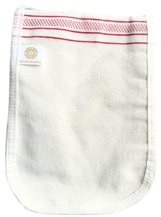 Turkish High Quality Kelebek ZenXhome Peeling Gloves Hammam Kese Body Exfoliating Scrub Peel Sauna Glove Spa Cellilute Remover Mitt Skin Care (White, Medium Soft Scrub)