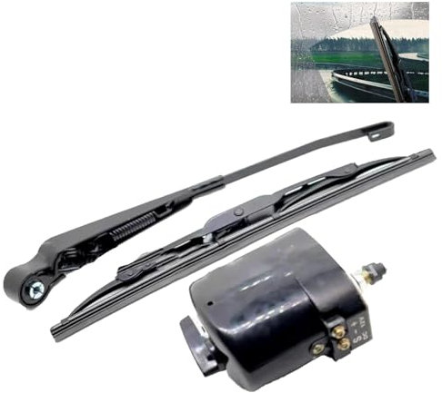 lcyen 12V Universal Wischermotor Scheibenwischermotor mit Arm und Blatt 105° Wischerarm Wischerblatt Scheibenwischer Motor für Traktor Wohnmobil und Fischerboot 01287358 7731000001 0390506510