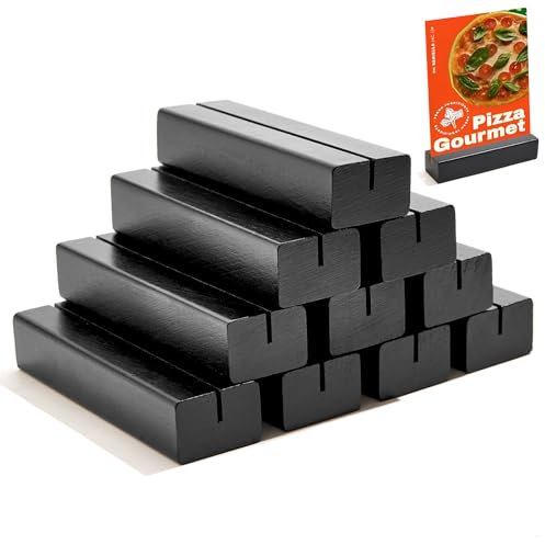 Gipizi Soportes Madera Tarjetas 10 Piezas Negro Porta Cartas Restaurante, Soporte Madera Fotos Cartel, Soporte Numero de Mesa para Bodas, Banquetes y Fiestas