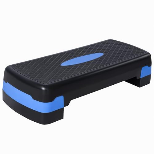 Plataforma Step aeróbic fitness en casa regulable en 2 alturas de 68 x 28 x 10/15 cm, base antideslizante, ideal piernas y glúteos, ejercicio cardio, peso máx. 150 kg, equipo de gimnasio