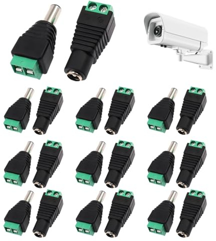 20 connettori DC, 5,5 mm x 2,1 mm maschio e femmina femmina adattatore di alimentazione, spina 12 V per fotocamera CCTV, striscia LED per adattatore plug jack (10 x presa DC, 1 x spina DC)
