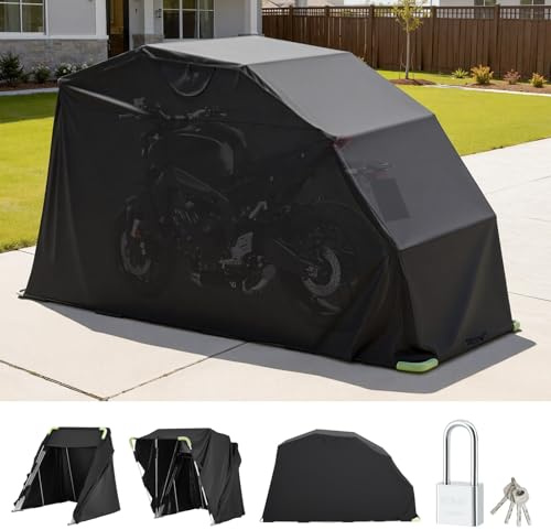 VEVOR Copertura Motocicletta da 3460 x 1375 x 1900 mm con Serratura di Sicurezza, in Tessuto Oxford 600D, Resistente per Tutte le Stagioni con Finestre di Ventilazione, per Veicoli da Esterno, Nero