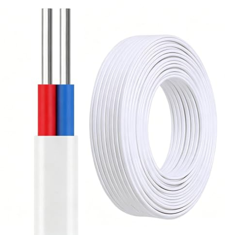 Aluminiumkabel 2 Ledare 2.5-16mm² För Heminstallation, Väderbeständig | 300/500V Nominell Spänning, -15℃ till 70℃, Dubbel PVC-Isolering, Åldringsbeständig UV, Plan, Lättvikt(4.0mm²(12AWG))