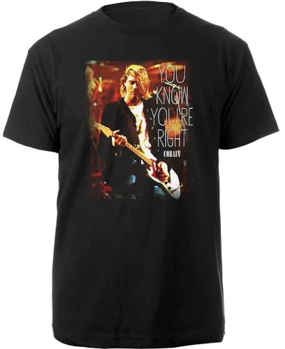 Kurt Cobain T Shirt You Know You're Right Logo Nuovo Ufficiale Uomo Nero Size L