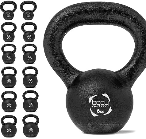 Body Revolution - Cast Iron Kettlebell Weight Set - 2kg 4kg 6kg 8kg 10kg 12kg 14kg 16kg 18kg 20kg 24kg 28kg Kettlebells - Cardio, Aerobics & HIIT Kettle Bell Exercise Weights & Gym Equipment
