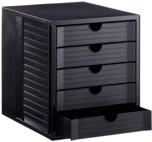 HAN Schubladenbox SYSTEMBOX, DIN A4/C4, 5 geschlossene Schubladen, schwarz