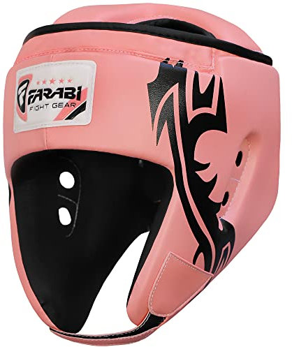 Farabi Sports Boxing MMA Muay Thai Kickboxing jiu Jitsu Karate Taekwondo BJJ Martial Arts Training Punching face Protector Head Guard (Pink, S)