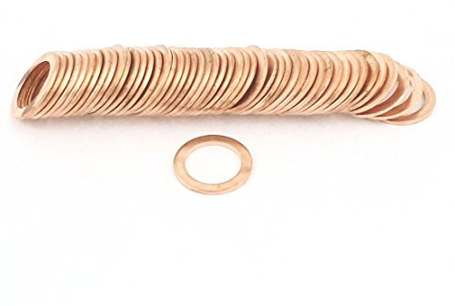 sourcing map 50pcs Joint Cuivre 10 mm diamètre intérieur 1 mm épaisseur Rondelle cuivre plate entretoise fixation