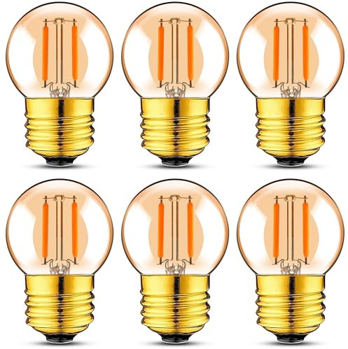 Genixgreen E27 Led Glühbirne G40G 1W LED Filament Lampe Ersetzt 10 Watt Glühlampen, 2200K Vintage Edison Glühbirne für Kronleuchter, Nicht Dimmbar,6 Stück