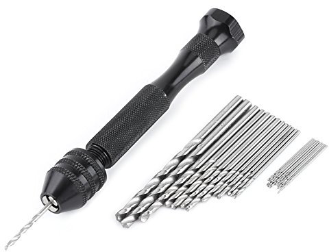 Handbohrer Präzision Pin Vise mit 25 Stücke HSS Spiralbohrer Twist Bohrer Set, Mini Handbohrmaschine Set Drehwerkzeuge 0.3-3.6mm