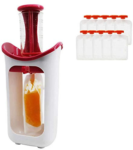 Chinejaper Squeeze Station de nourriture pour bébés DIY Jus de fruits, Quetschie, préparation, nourriture pour bébé, avec 10 sachets à écraser