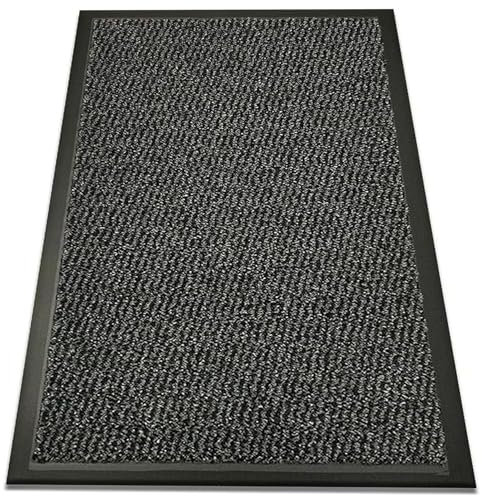 SAFRI Large/Small Grey Barrier Mat Heavy Duty Indoor Outdoor Dirt Trapper Door Mat Non-Slip Entrance Rug Shoes Scraper Absorbent Carpet (60cm_x_80cm)