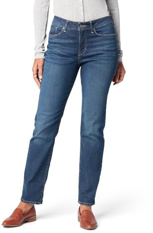 Levi Strauss Signature Gold Women's Curvy Totally Shaping Straight Jeans Mid-Rise Stretch Denim (Available in Plus Size), Jackson Square, 18 Regular