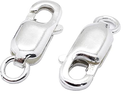 Perlin Lot de 2 fermoirs mousquetons en argent sterling 925 - 10 mm - Avec œillet de fermeture