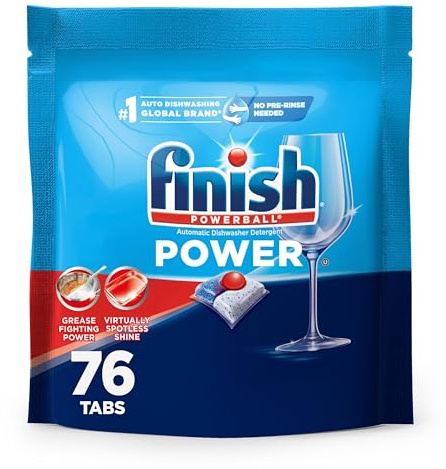 Finish Power Dishwasher Pods, No Pre-Rinse Dishwasher Detergent Soap For Deep Clean & Shine with Degreasing Power, 76 Count