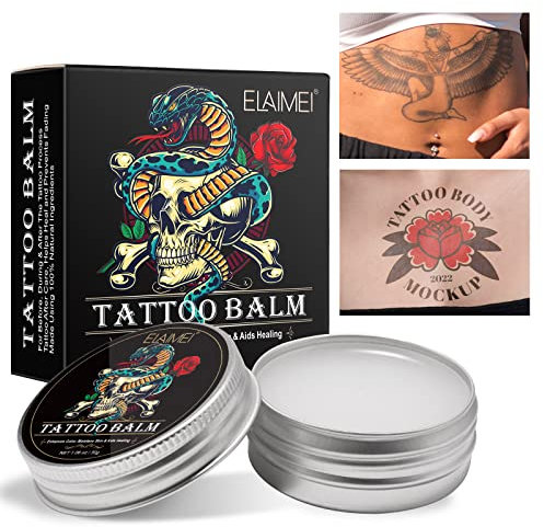 CCKULOOB Tattoo Butter Tatouage Crème, Tattoo Balm Crème de soin pour tatouage - Accélère la Cicatrisation, Réduit les Démangeaisons et les Croûtes, Hydrate, 30g
