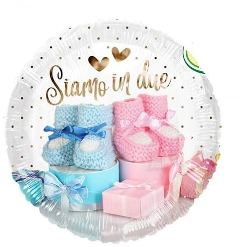 gioco Palloncino Mylar 18'' 45 cm Siamo in Due Rosa e Celeste Gemelli