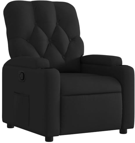 vidaXL Poltrona reclinabile, Sedia Relax con Porta bicchieri, Seduta con Schienale e Braccioli Soggiorno, Moderno, Nero Tessuto
