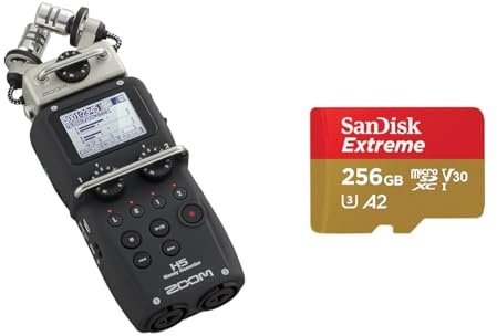 Zoom - H5 - Tragbarer 4-Spur-Recorder mit herausnehmbaren Kapseln - Lieferung mit XY-Kapsel & SanDisk Extreme microSDXC UHS-I Speicherkarte 256 GB + Adapter (Für Smartphones