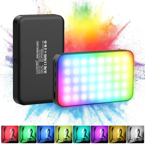RGB LED Videoleuchte V10,LED Video Licht Dimmbare 3000 K/6000 K,Kamera Licht 8 Farben,3000 mAh,CRI 95+,Foto Licht für DSLR Kamera Videofotografie Videokonferenz YouTube Fotografie Vlogs