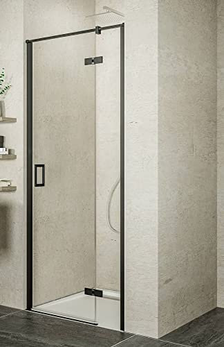Ben miteora Duschtür Drehtür rechts 100x200 Matttschwarz/Sicherheitsglas in Klarglas Dusche Duschabtrennung Duschtrennwand