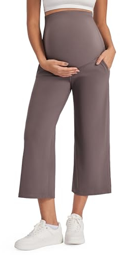 G4Free Pantaloni premaman da donna a vita alta, pantaloni yoga, abbigliamento premaman per donne incinte, gamba lunga e larga, elasticizzati larghi per gravidanza, pantaloni casual lounge, talpa, M