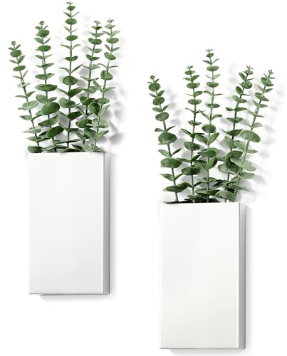 Paquete de 2 jarrones de Metal para Pared, Color Negro