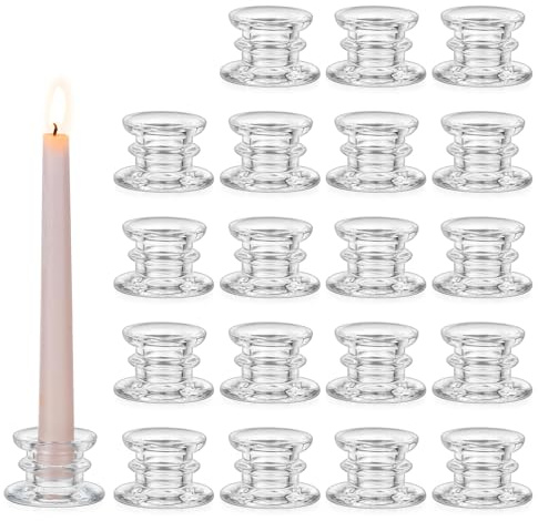 Glasseam Portacandele In Vetro Per Candelieri: Set Di 20 Portacandele, Piccoli Portacandeles Per Centrotavola Da Matrimonio, Portacandeles Conico Trasparente Per Decorazioni Da Tavola Per Feste