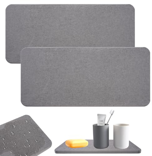 2 Pezzi Sottobicchieri Diatomite,22,5 x 10 x 0,9 cm Vassoio in Pietra Assorbent,Sottobicchieri in Terra di Diatomee Assorbenti,Sottobicchiere in Diatomite,Vassoio da Bagno Assorbente per Bagni,Cucine