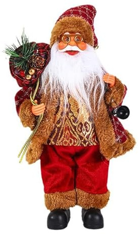 Figurines Père Noël,Shibida Debout Père Noël Rouge 35CM Mini Figurine Père Noël Debout Père Noël Figure Décoration Santa Claus Noël Ornement Poupée Fenêtre Table Accueil Affichage Fête Noël Décoration