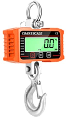 Balanza de Equipaje portátil, Báscula Colgante Digital LCD de 2000 kg con Gancho de Bloqueo kg/LB/N, Color Naranja