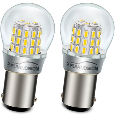 Ruiandsion Varmvit BA15D LED-lampa 10-30V 39SMD 3014, bakljus backljus bromsljus blinkers för bil skåpbil lastbil husbil, 2-pack