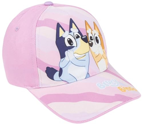 CARTOON Bluey Cappellino Bambina con Visiera Regolabile Cappello Rosa Estivo Taglia 51 cm Berretto Sole Bambini con Bluey e Bingo 65% Cotone 35% Poliestere Ufficiale Bluey