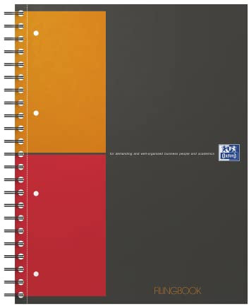 Oxford Filingbook International A4, kariert, 200 Seiten, Seitenränder in vier Farben, 3 versetzbare Register
