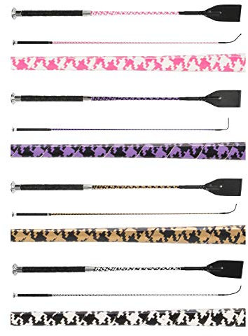 NETPROSHOP Dressurgerte & Springgerte mit Hahnentrittmuster - Stilvolle Reitgerte in 3 Längen (50/90 / 110 cm) & 4 Farben, Groesse:90 cm, Farbe:Braun