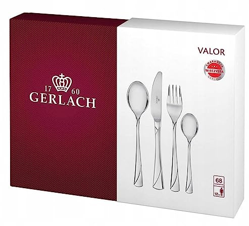 Gerlach - Cubertería (Acero Inoxidable, 68 Unidades), Acero Inoxidable, Plata, 50 x 37 x 10 cm