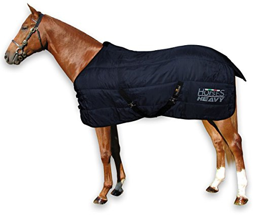 Horses, Chevaux Couverture d'hiver Heavy pour Cheval, Douce et Confortable, Idéale pour Box, Résistante, Bords en Nylon Renforcé(Bleu, 162 cm)