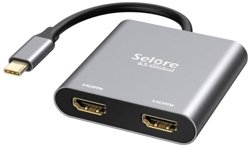 Selore&S-Global USB C to Dual HDMI Adapter 4K @60hz, Type C to HDMI Converter for MacBook Pro Air 2020/2019/2018,LenovoYoga 920/Thinkpad T480,Dell XPS 13/15/17,etc
