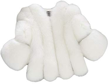 GUOCU Manteaux Femme Manteau Fausse Fourrure Fox à Mode Hiver Chaud Moelleux Veste en Peluche Court Cardigan Élégant Outwear Faux Fur Vêtements de Plein Air Couleur Unie Peluche Blousons Blanc S