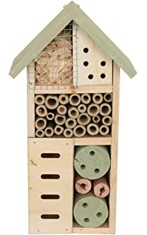 Insektenhotel klein 26x13 cm Bienen Insektenhaus Pinienholz grün