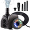 Pompe Fontaine Exterieure De Jardin, Pompe Bassin 750L/h 15W, Mini Pompe Eau Led Lumiere Kit Fontaine Pompe De Bassin Exterieur Debit Reglable Immergée Electrique Abreuvoir Oiseaux Sauvages Bains (C)