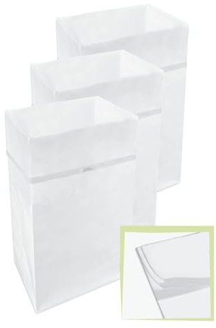 Clean Cubes 30 Gallon Disposable Pop-Up Trash Cans (3-Pack, Multi-Liner) with Fitted Bags – Foldable Garbage & Recycling Bins for Parties, Events & Kitchen (White 30 H x 14 W x 17 D)
