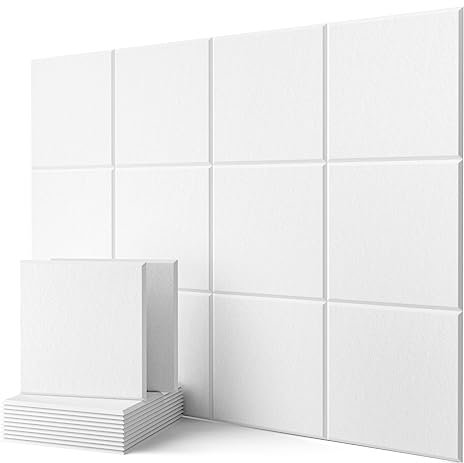 Panneaux Acoustiques, 12 Pièces, Haute Densité Insonorisation Phonique Mur pour la Décoration et le Traitement Acoustique, Mousse Acoustique Adhesive (30x30x0.9cm)