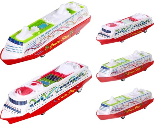 5Pcs Pull Back Cruise Ship Toy Models - Abs Plastic Toy Boat Bath Boat for Kids Bath Play, Stem Learning & Floor Racing, Cruise Ship Kid